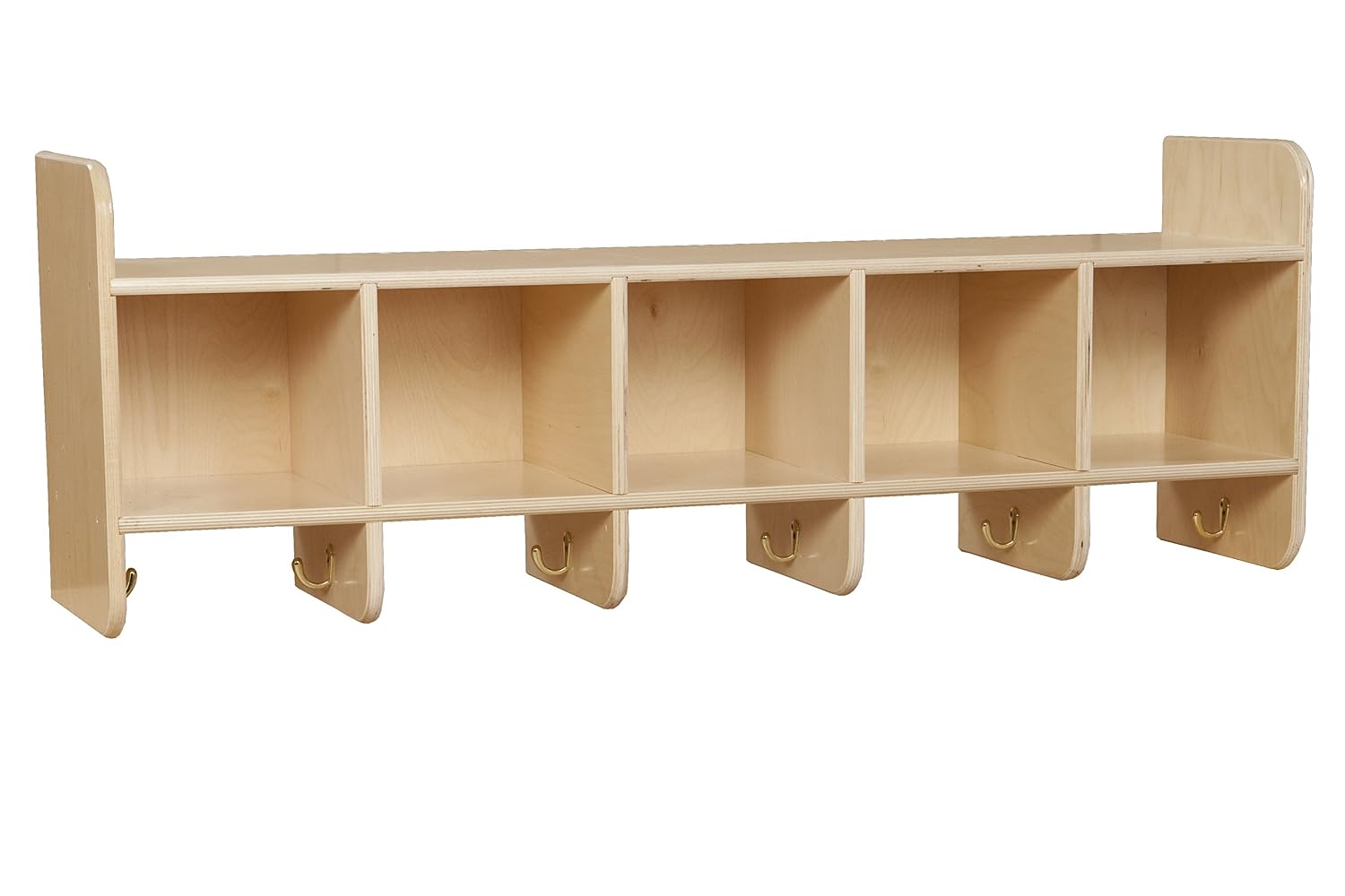 Wood Designs 51900 5 Section Wall Hanging Storage – Wooden Wall-Mounted Classroom Cubby Organizer