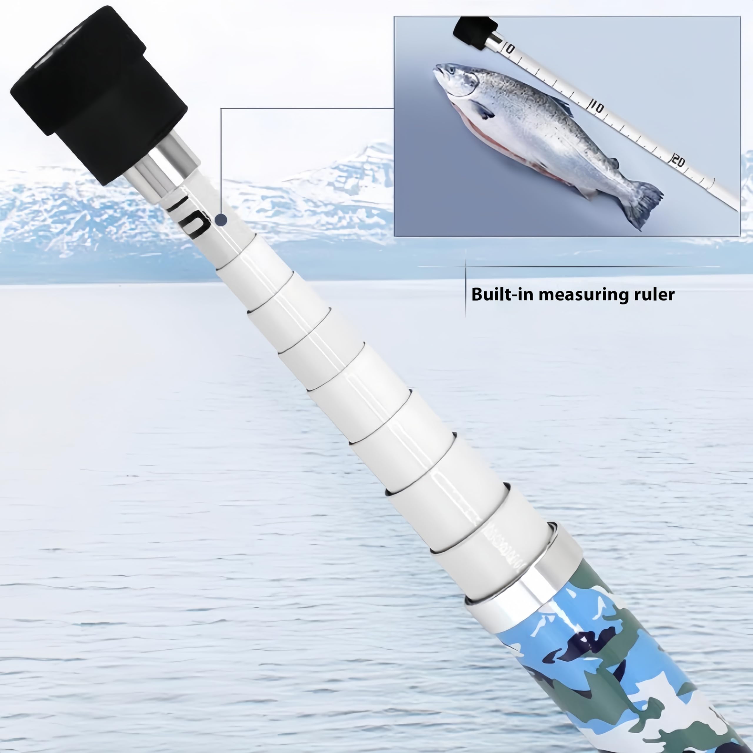 Teleskopowy uchwyt do podbieraka wędkarskiego, 8 m, uchwyt z włókna szklanego, wędka, podbieraki, narzędzie wędkarskie, z nylonową głowicą siatki 50 cm
