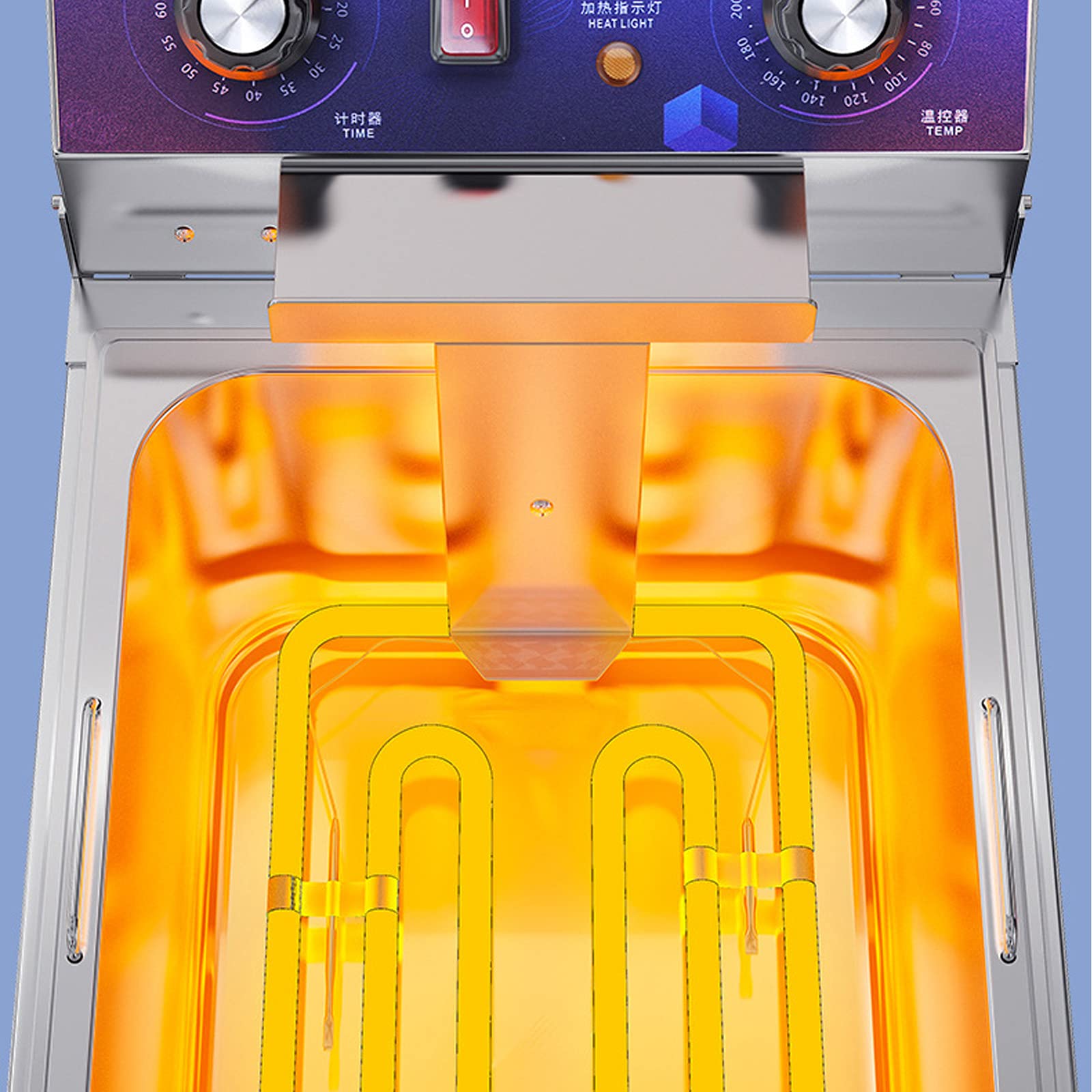 Freidora eléctrica de acero inoxidable resistente con cesta, 6000 W, doble tanque, freidora eléctrica comercial para encimera, patatas fritas (20 l/18,1 qt)
