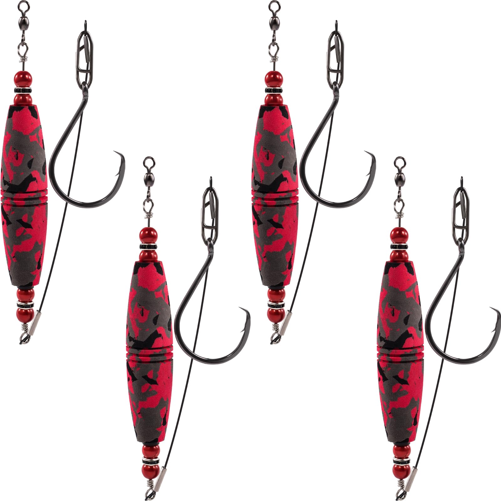 Catfish Float Rigs Fishing Bobbers Popping Corks Catfishing Equipment Tackle Combo EVA Peg High Buoyancy Body Circle Hooks Weight (Pack of 4, 2.5"/3" Float)