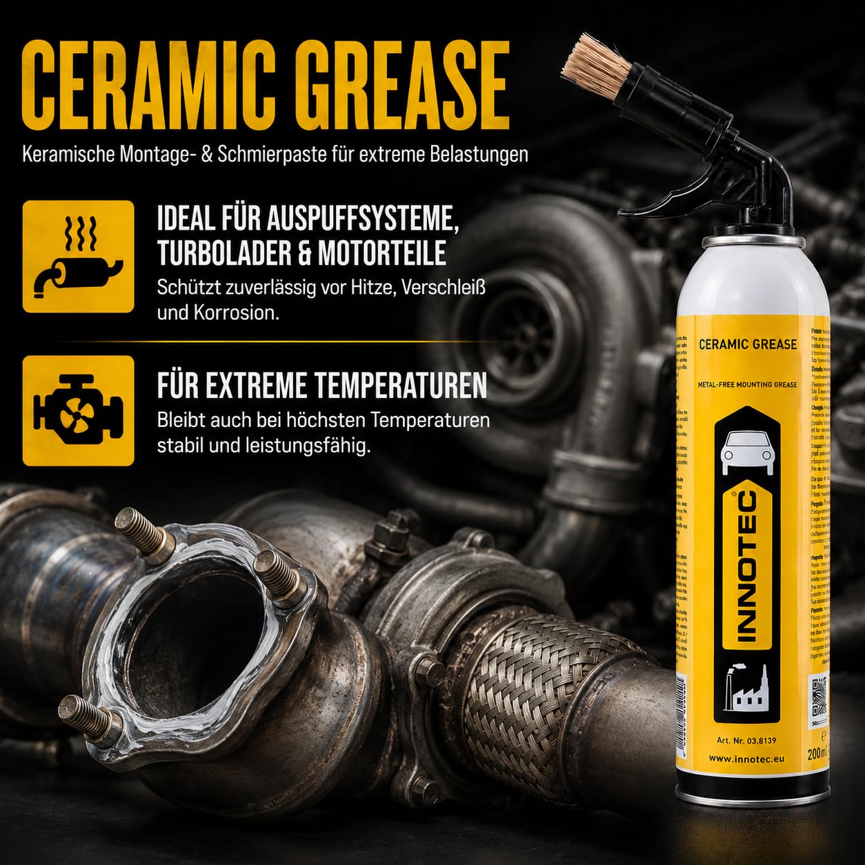 2 Stück Innotec Keramikpaste Ceramic Grease - Keramikfett - Montagepaste mit hoher Druck- und Temperaturbeständigkeit - Bremsen Service Paste - Hochbelastbareer Dauerschmierstoff mit Rostschutzeffekt
