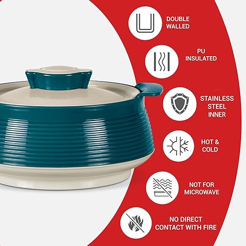Miniatura 3 de Milton Venice 2000 - Cacerola interior aislada de acero inoxidable, 1,85 litros, verde mármol, sin BPA, grado alimenticio, fácil de transportar,