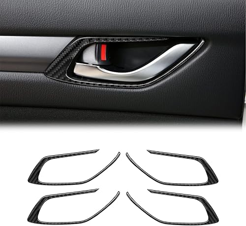 ramuel Compatible with Carbon Fiber Car Door Inner Handle Frame Trim Sticker Interior Decoration Car Accessories for Mazda CX-5 CX5 2017 2018 2019