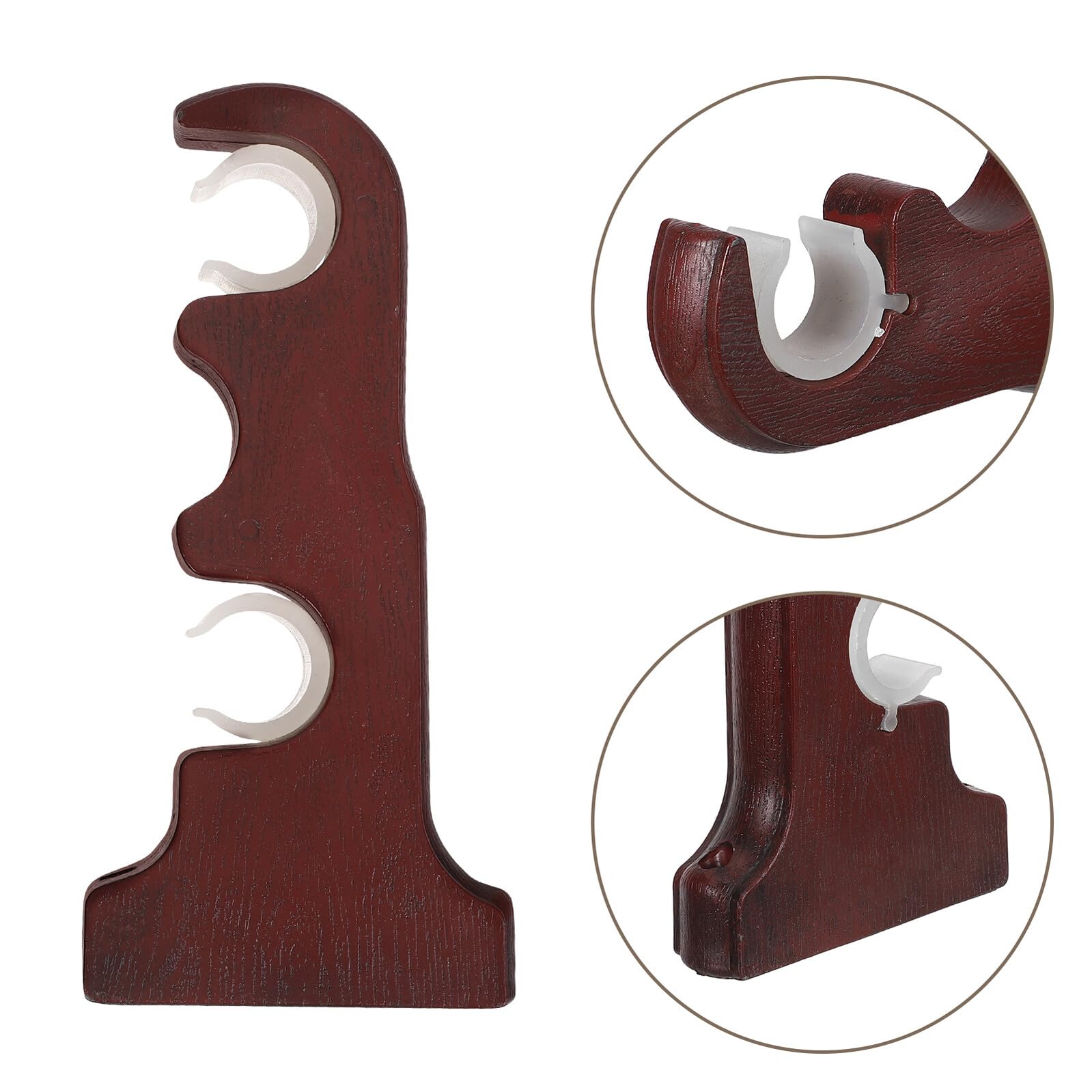 PRETYZOOM Supporti per Aste per Tende Doppie in Legno Rosso, Staffe da Parete Robuste e Facili da Installare, Compatibili Bastoni per Tende per Soggiorno e Camera da Letto,