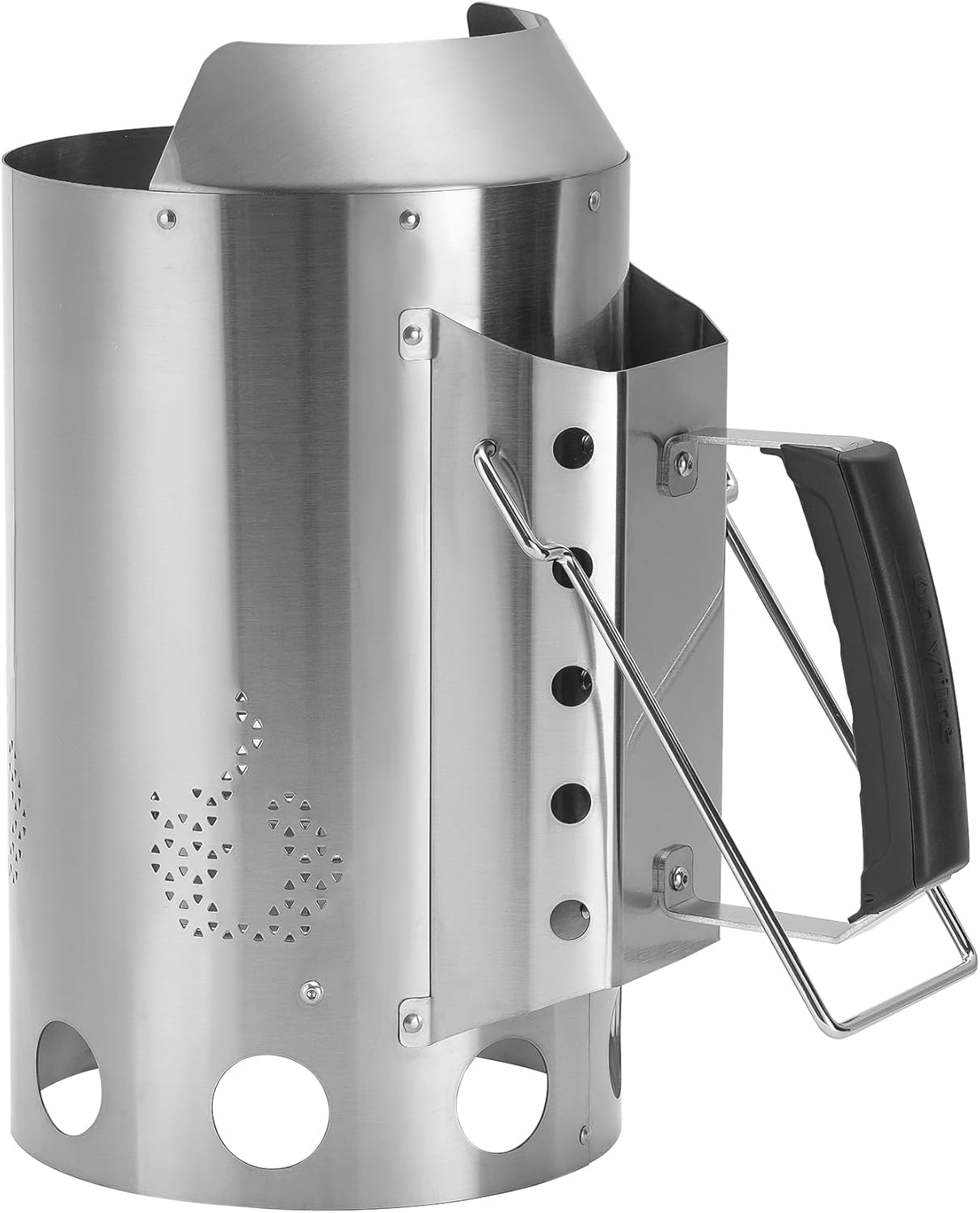 onlyfire Heavy Duty Deluxe BBQ Chimney Starter, Stainless Steel Charcoal Chimney Starter for Charcoal Grills Barbecue Fire Starter with Heat Shield & Stay-Cool Handle Easy to Use BBQ Grill Tool