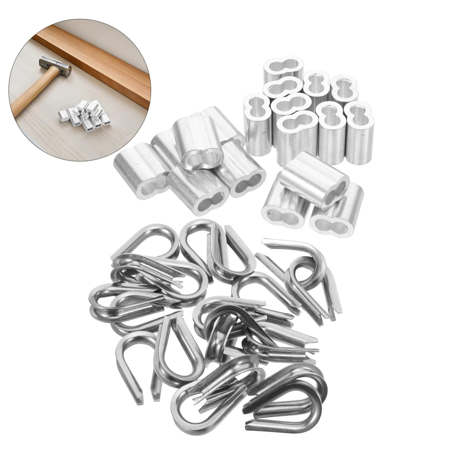 Alipis Kit di Fissaggio in Metallo Inossidabile Anello a Cuore e Morsetto per Cavi 120 Pz