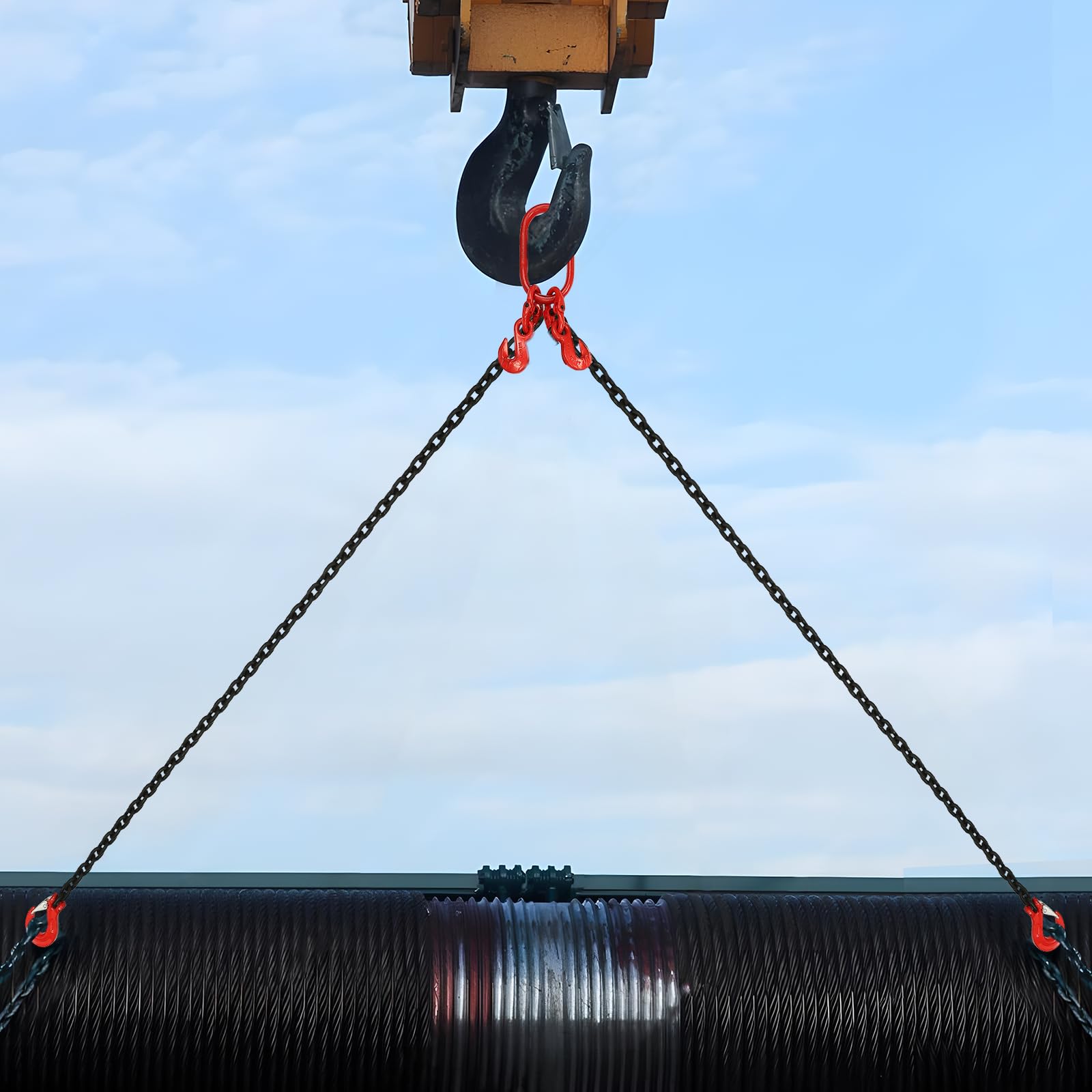 Eslinga Cadena 2T Cadena Sling Levantar, Gancho Seguridad Taller Astillero | Eslinga Elevación Industrial, Cadena Acero Alta Resistencia Manejo Almacén Garaje Astillero Fábrica Taller