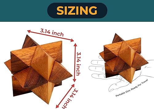 Miniatura 3 de BSIRI Juegos para adultos, regalos de cubo de estrellas de madera, juego de rompecabezas de rompecabezas de la lógica juegos para niños y