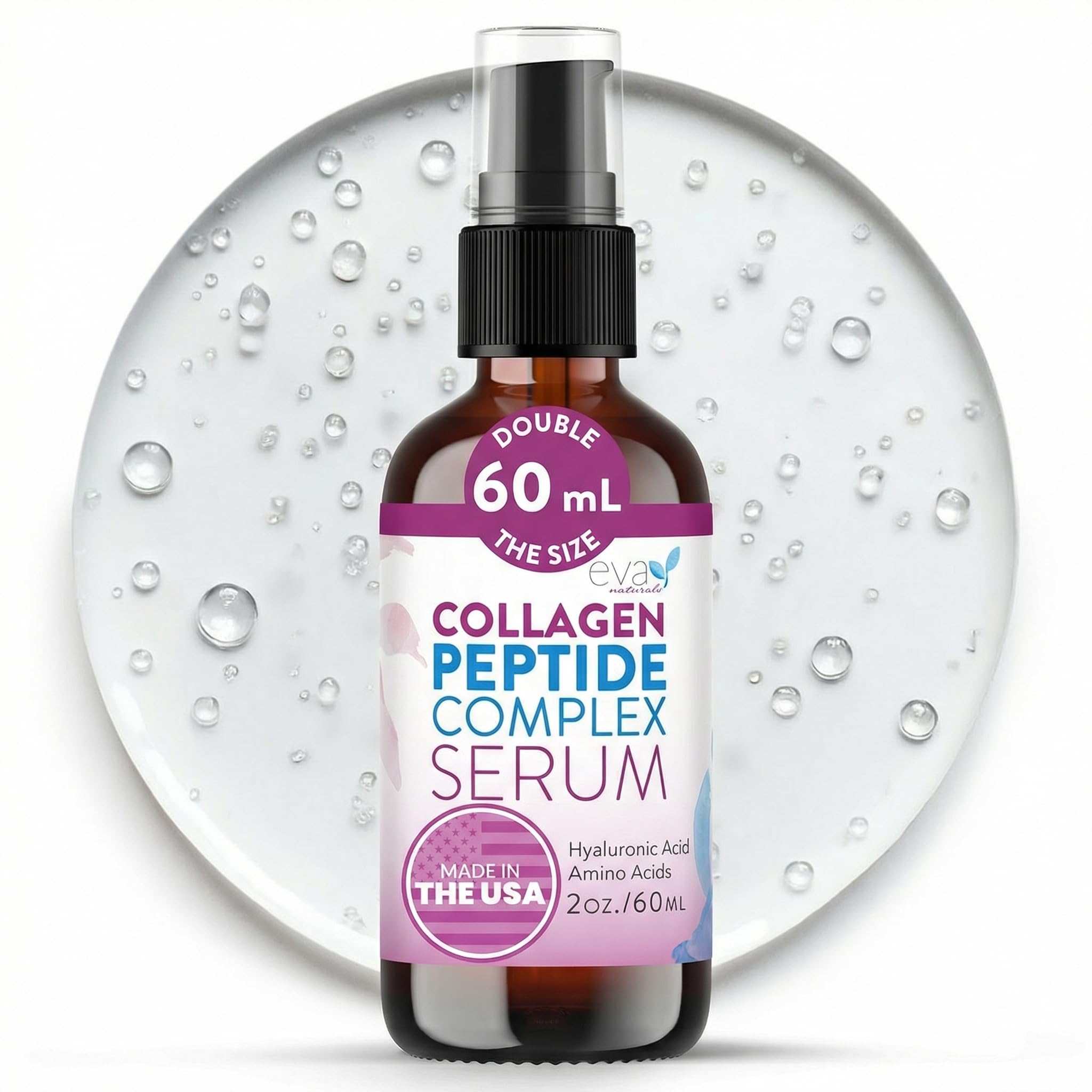 Multi Peptide Face Serum – Anti Aging Collagen Peptides for Plump & Firm Skin Elasticity, Wrinkle & Fine Line Renewal, Fragrance Free Firming Facial Skincare - 2 oz