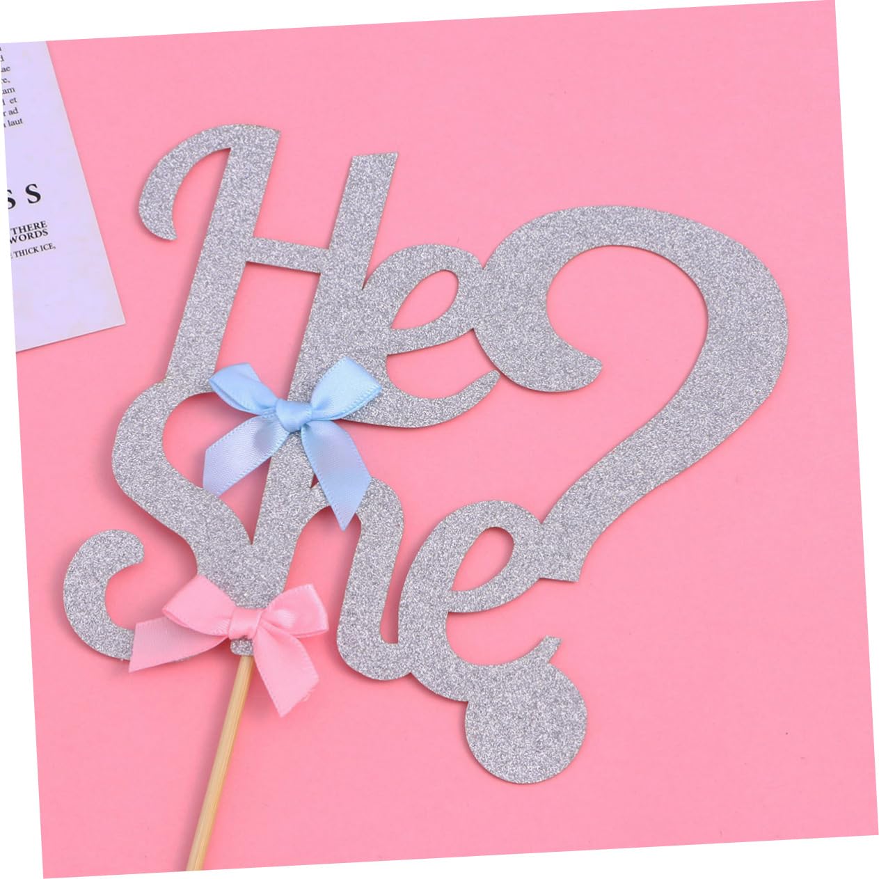 VILLFUL 2pcs Cake Decor Birthday Bow Cake Decor Insert Cake Creative Cake Topper He or She Cake Decor Dessert Wooden Bow Tie