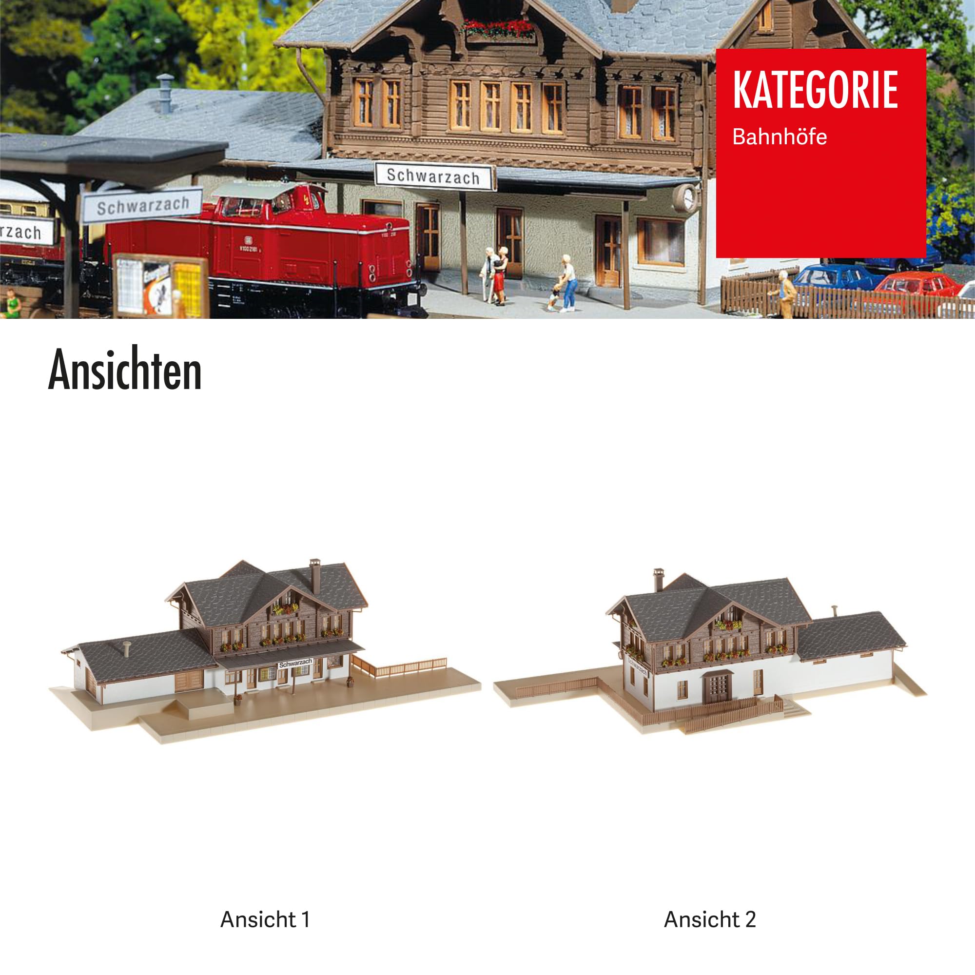 FALLER Bahnhof Schwarzach Modellbausatz mit 126 Einzelteilen 251 x 120 x 74 mm I Modelleisenbahn Zubehör N Gebäude I Modelleisenbahn N Bahnhof