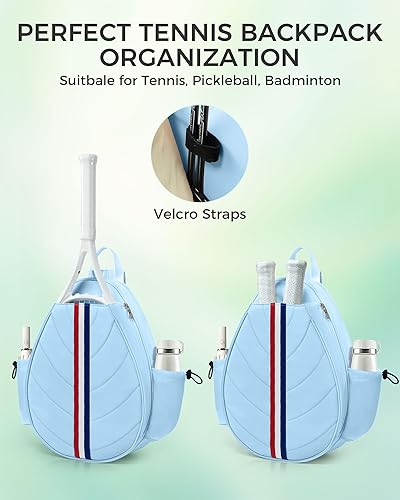 Miniatura 6 de Bolsa de tenis, mochila de tenis resistente al agua para mujeres y hombres, diseño de bandolera acolchada para tenis, pickleball, raquetas de