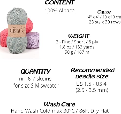 Hilo de lana de alpaca pura Drops alpaca, 59 colores, en bolas de 1.8 onzas, 183 yardas por bola (0302 Camel Beige)