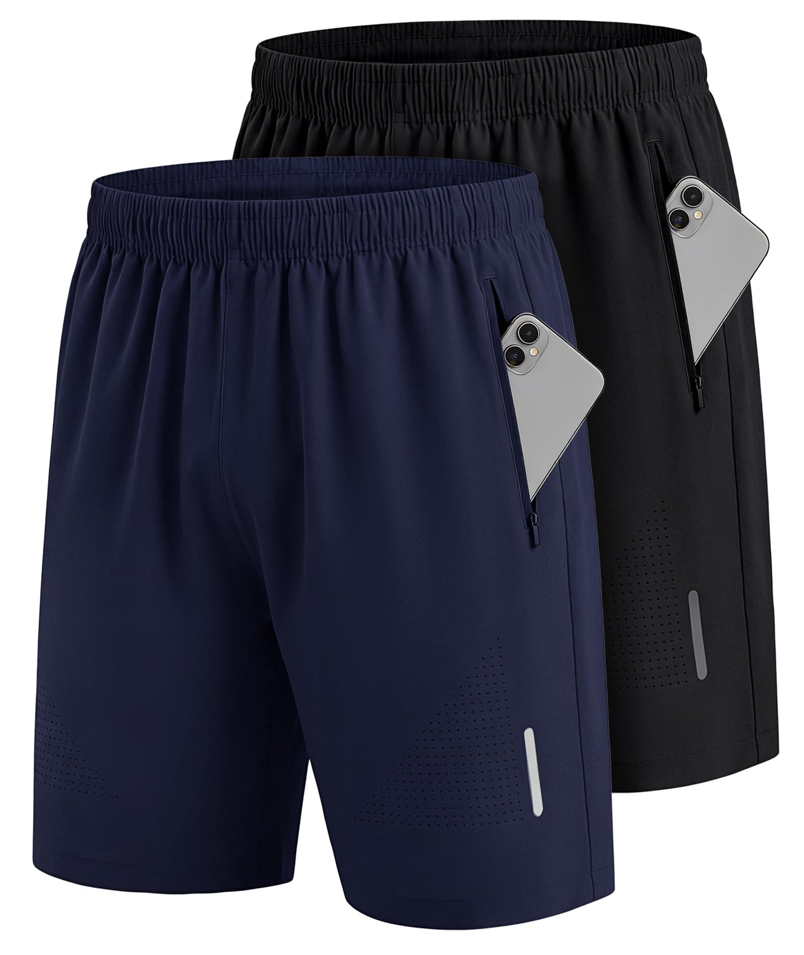 UUMIAER Sporthose Herren Kurz Schnell Trocknend mit Reisverschlusstaschen | Sport Shorts Kurze Hosen Geeignet für Verschiedene Freizeit und Sport Gelegenheiten