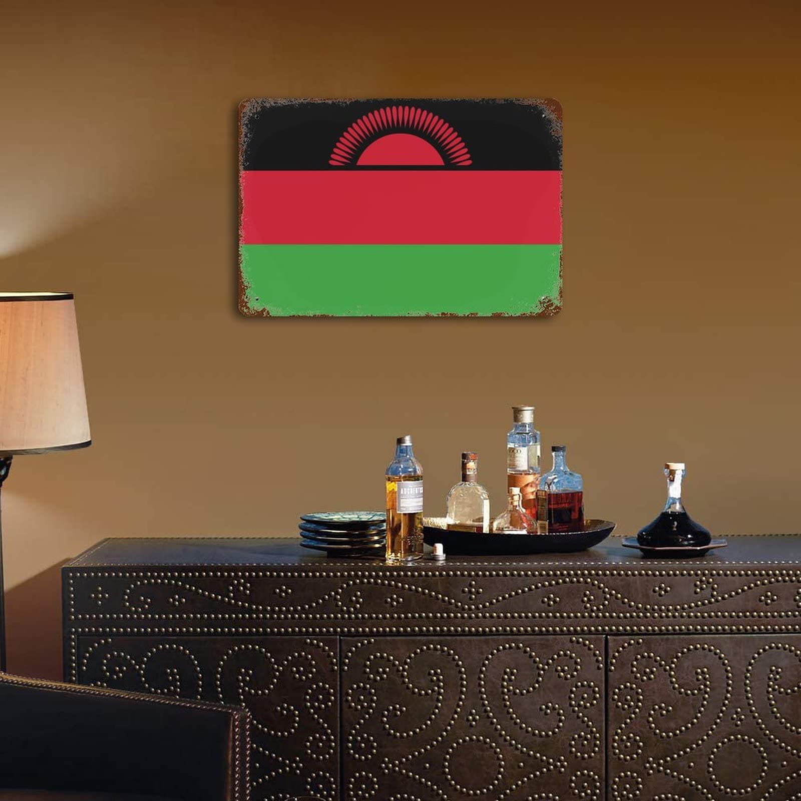 mrdeco Houten bord 30x40cm Vlag Malawi Vlag