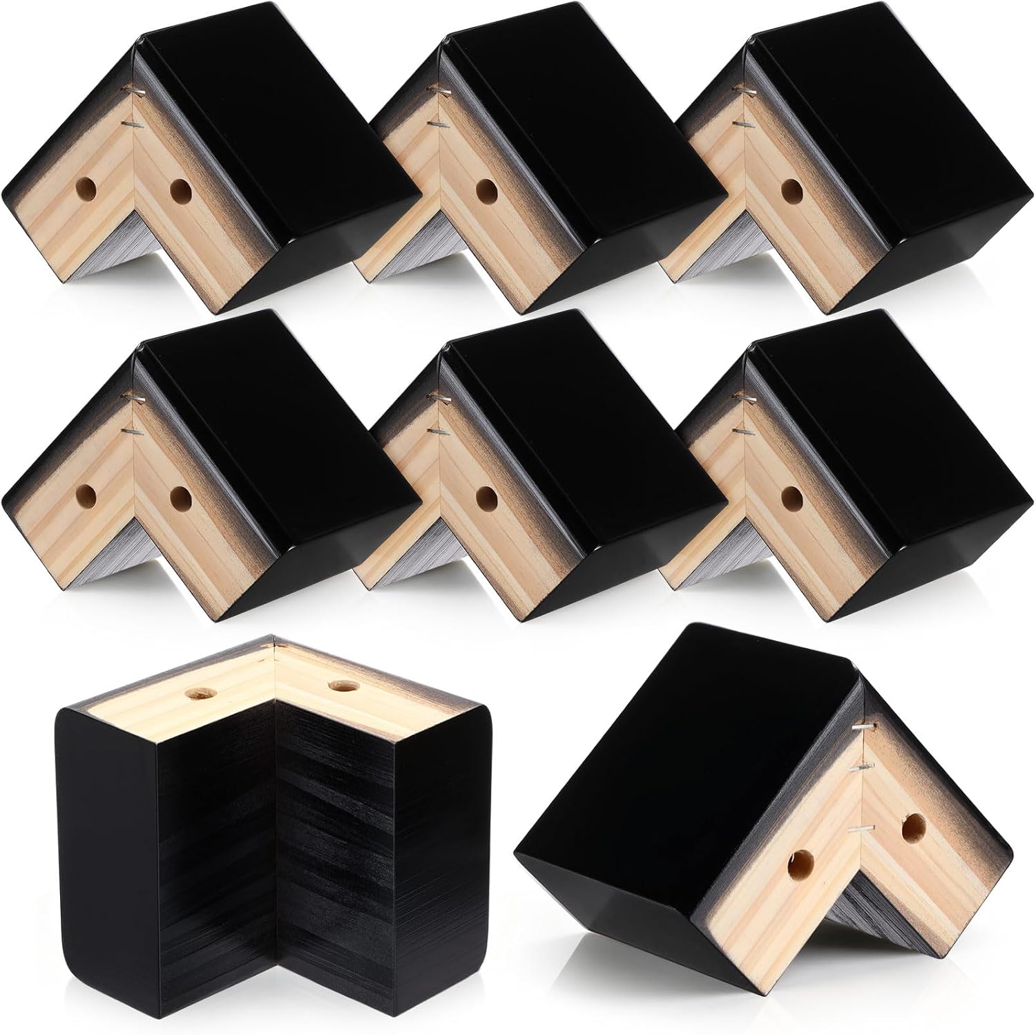 Geelin 8 Pack 4 Inch Wood Furniture Risers L-Shaped Bed Riser, Black