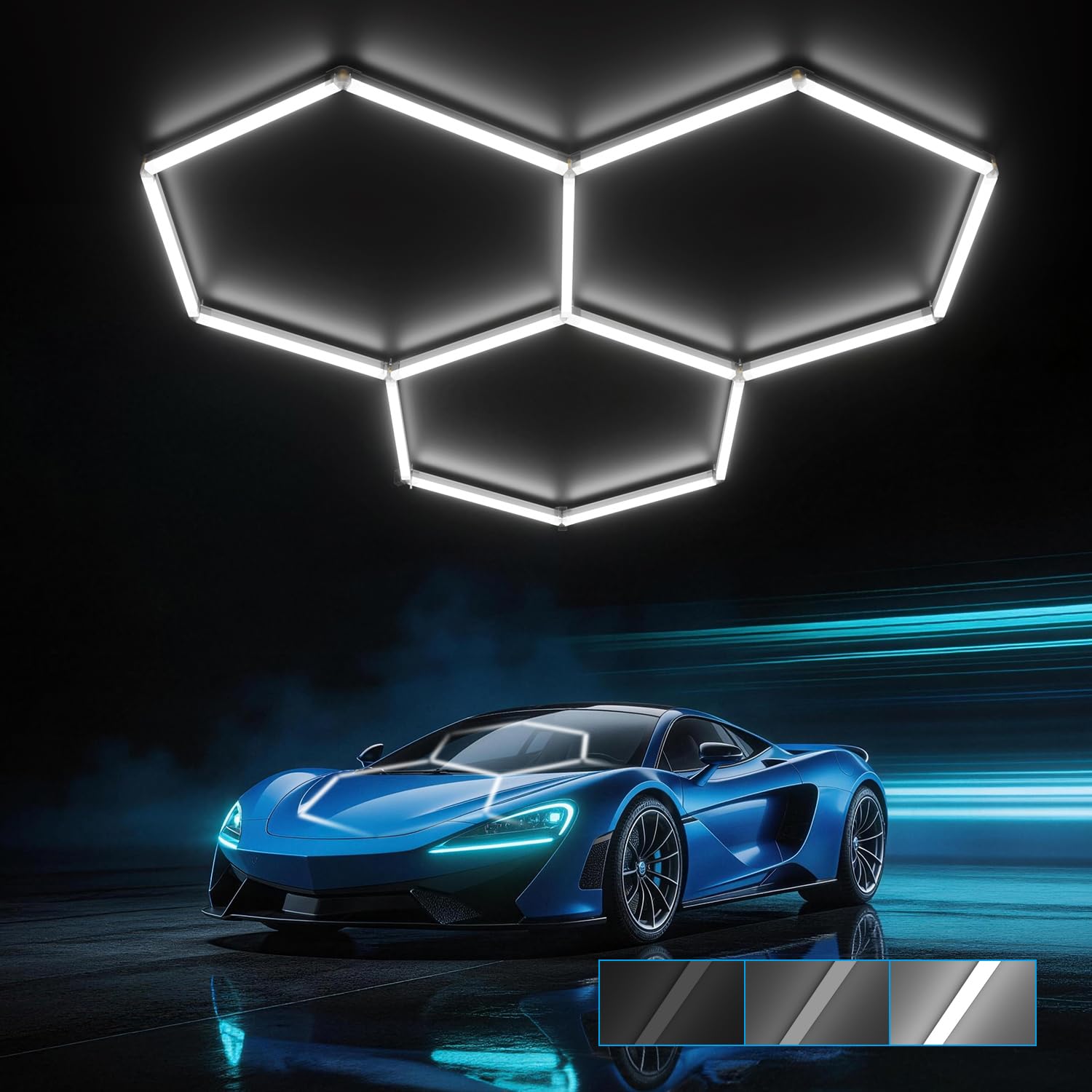HYPERLITE Gen 2 Hexagon Garage LED Light, Upgraded 3 Level