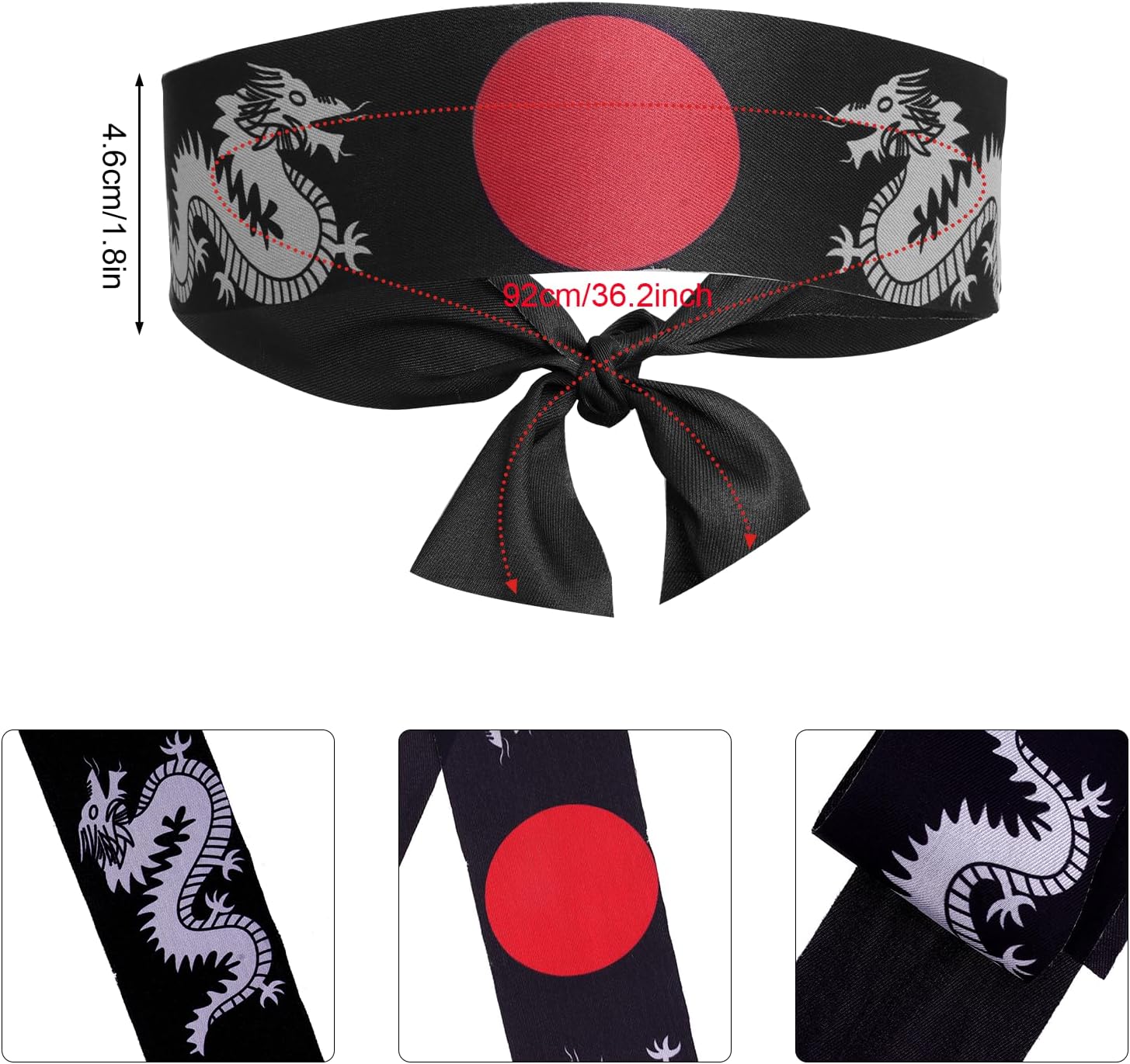 4 Pcs Hibachi Chef Costume Accessories - Hibachi Chef Hat with Adjustable Hachimaki Headband Tie Apron Set, Teppanyaki Tall Chef Cap Hibachi Chef Outfit for Halloween Dress Up, Black