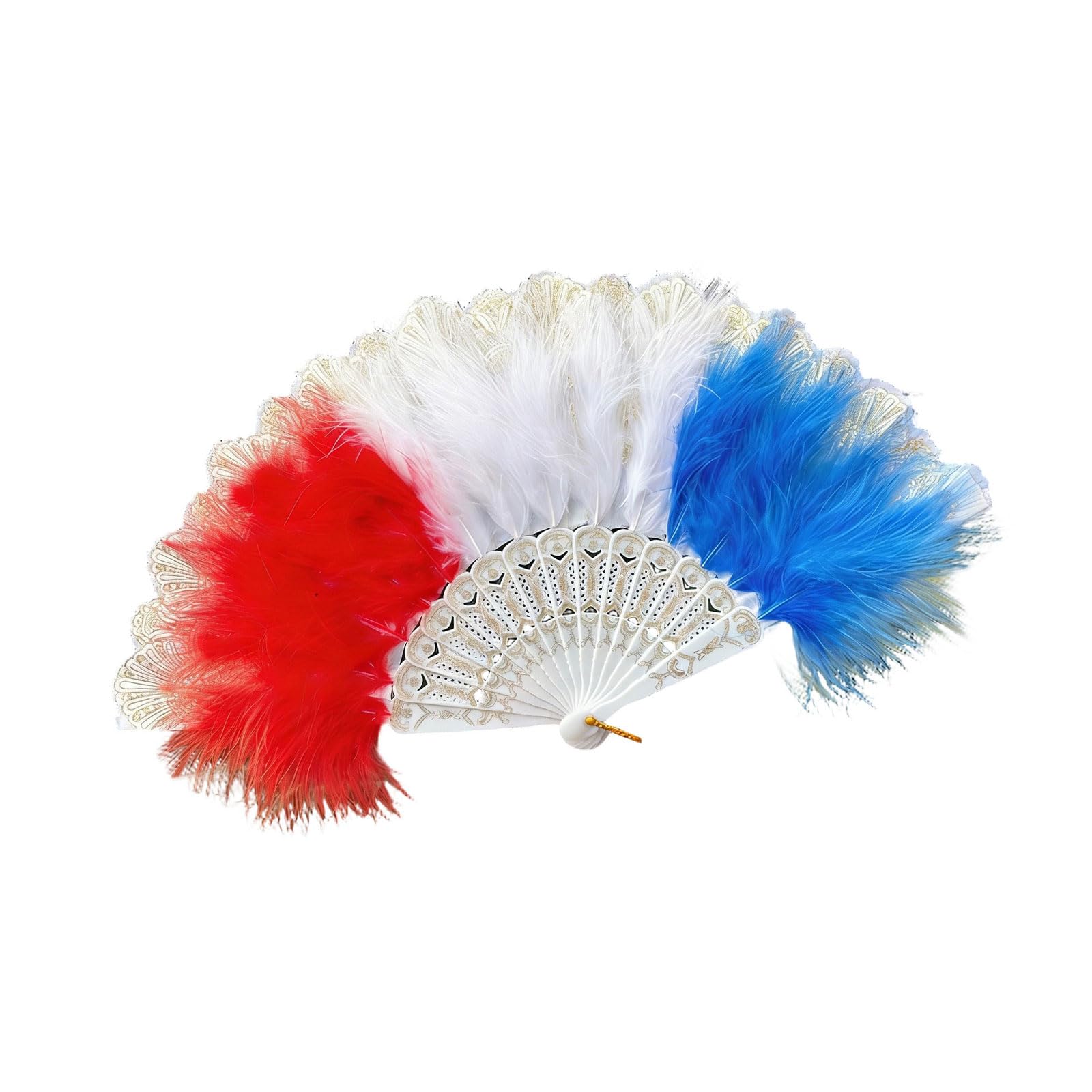 Buxuaaaa Chinese Styles Hand Held Fan Feathered Fan Retro Folding Fanning Flapper Hand Fanning for Costume Dancing Wedding Decors Dancing