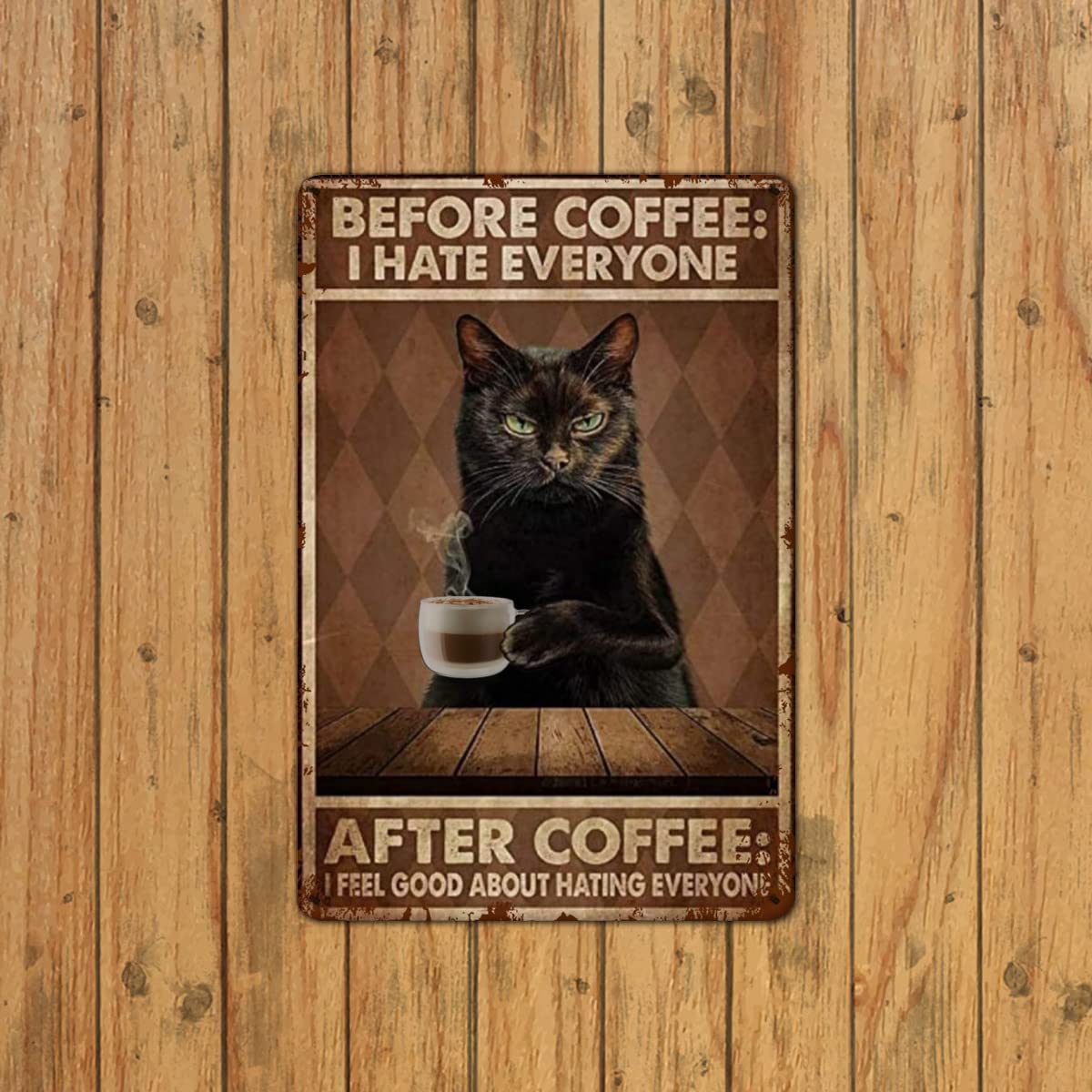 Amazon.co.jp: Youshentin ヴィンテージ ブリキ看板 Cat Before Coffee