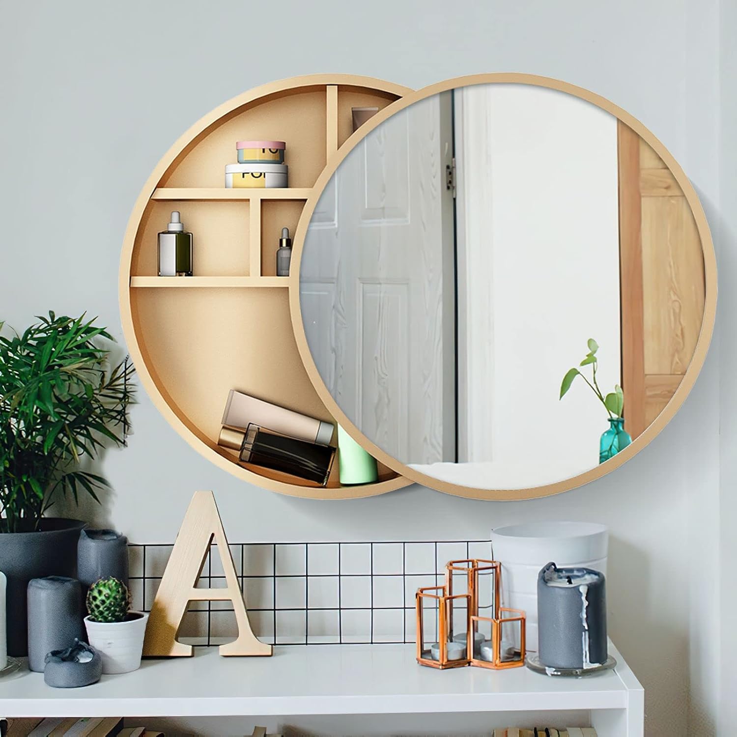 Luxsuite Round Mirrored Bathroom Medicine Vanity Round Wall