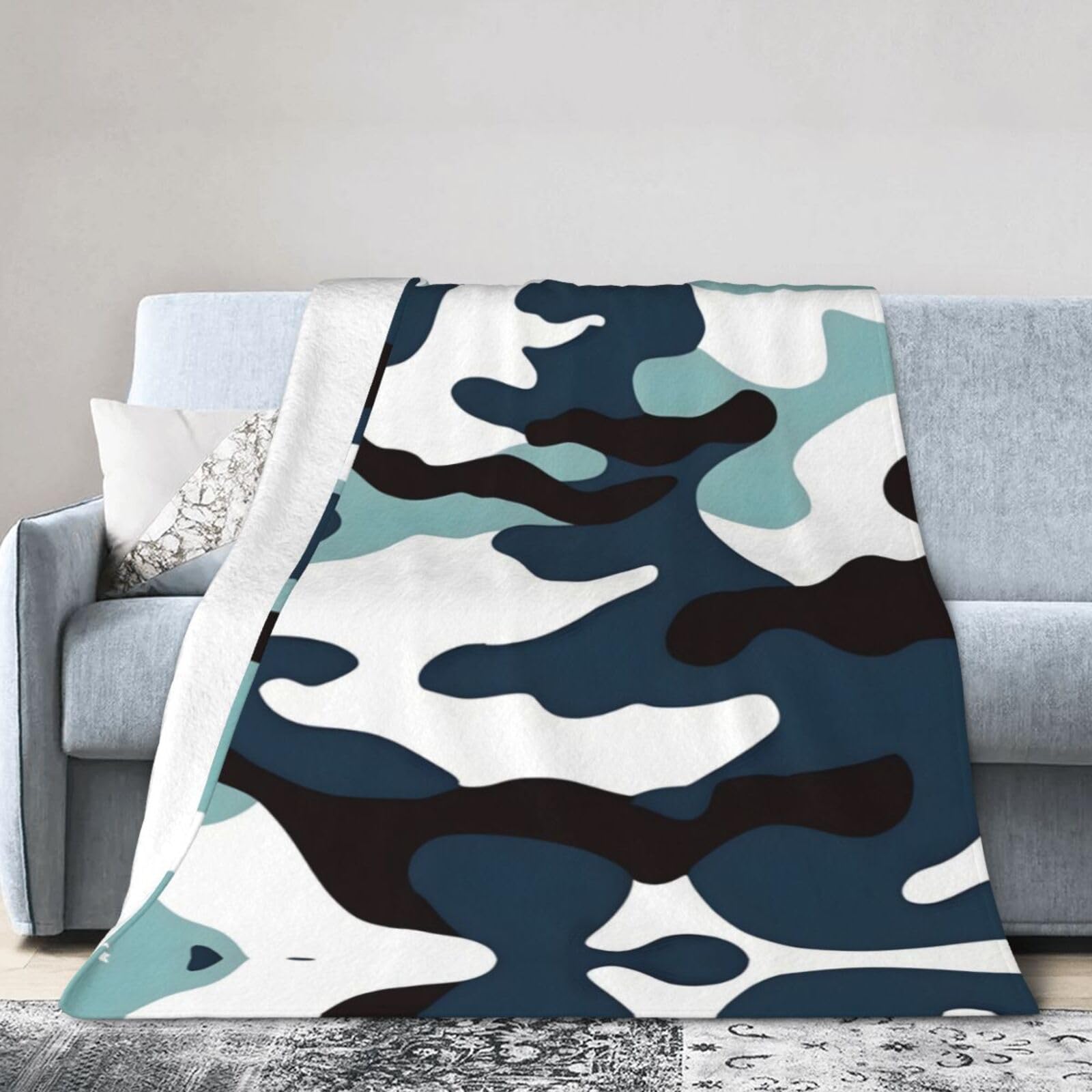 Marine Camouflage 60"x50" Fleece Blanket, Full Size, Super Soft, Suitable for Bed, Sofa, Camping, All Seasons