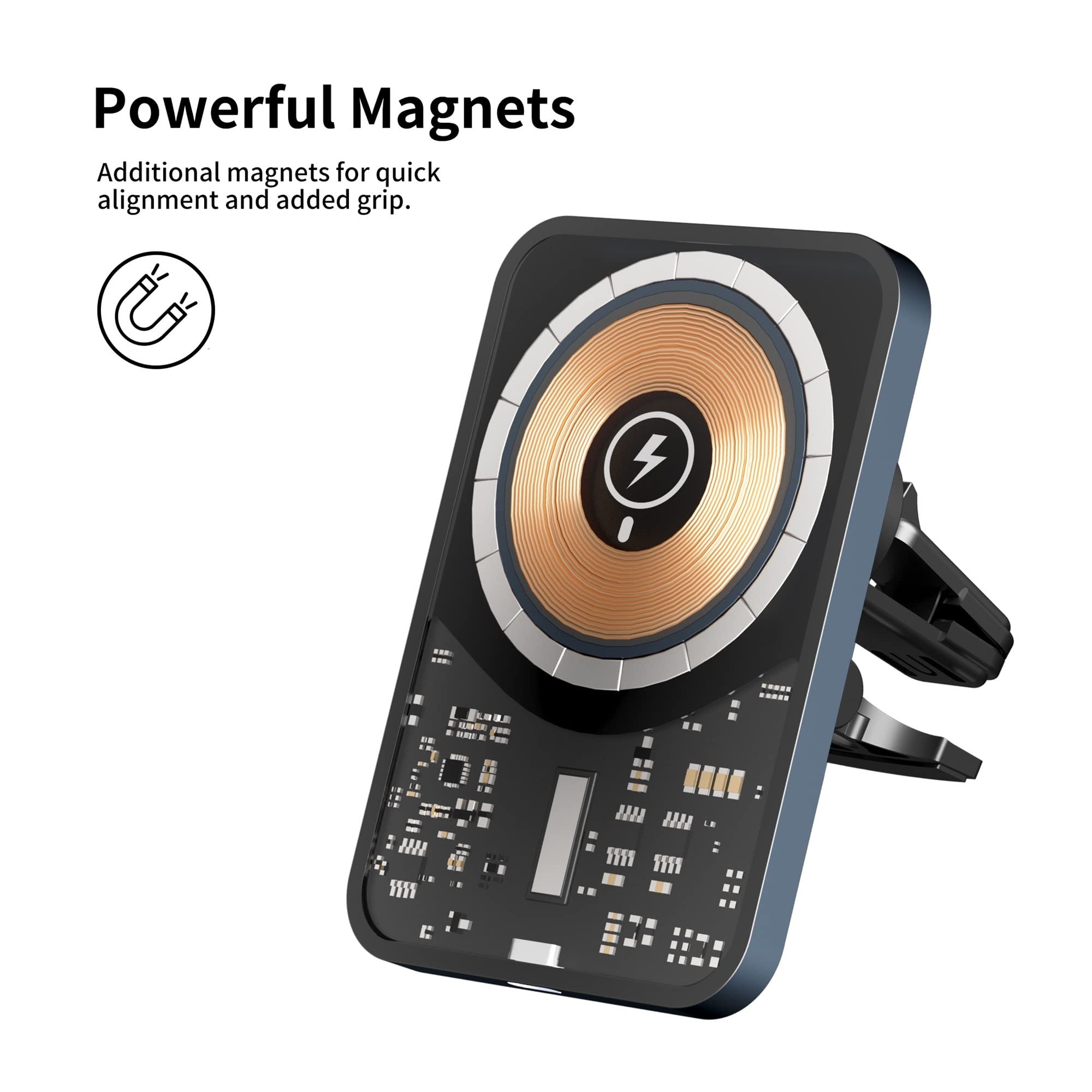 Magnetyczny uchwyt samochodowy 15W Szybka bezprzewodowa ładowarka do akcesoriów telefonu Uchwyt ładowania indukcyjnego,Uniwersalna kompatybilność
