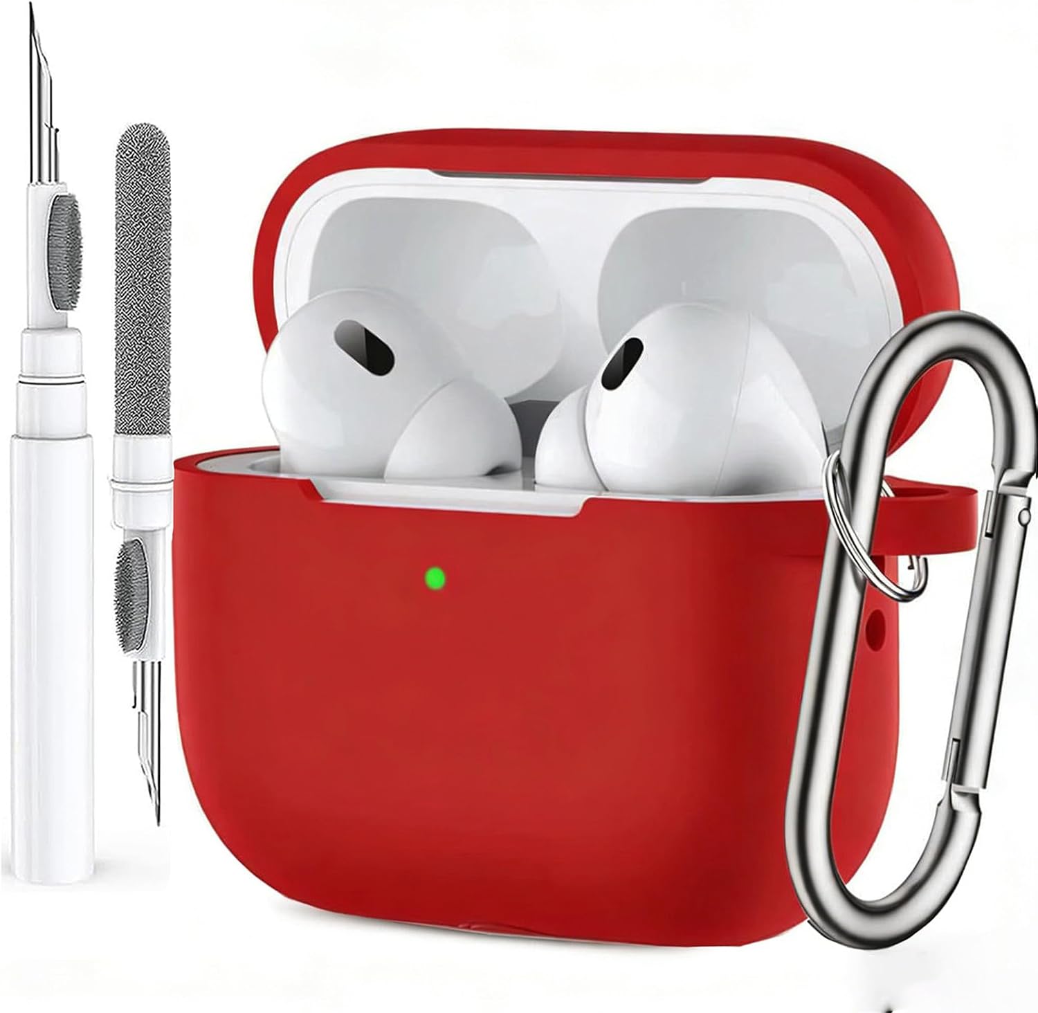 Case for Airpods Pro 3 Cover for Men Women Girl, Compatible Airpods Pro 3rd Generation Case, Soft Silicone Apple iPod Pro 3 Gen Protective Cover Skin with Keychain Cleaner Pen, Red