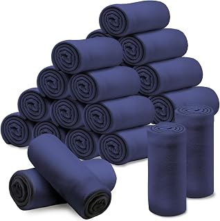 24 Pcs Fleece Blankets Bulk 60 x 50 in, Soft Lightweight Throw Blankets in Bulk Large Cozy Wool Blankets for Wedding Bed Couch Use Gifts & Home, Homeless Men Women(Blue)