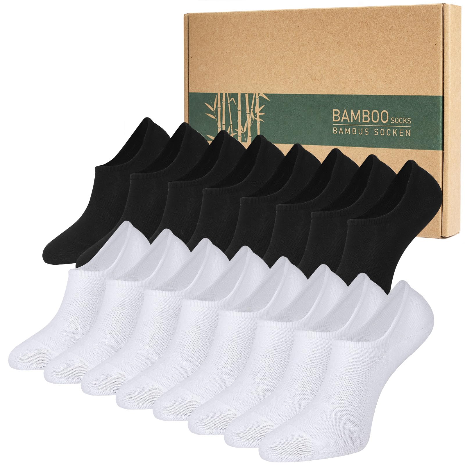 Caldodo Sneaker Socken Damen Herren Bambus Füsslinge, 8Paar Füßlinge Atmungsaktiv Sportsocken, Sneakersocken Geschenke für Frauen und Männer