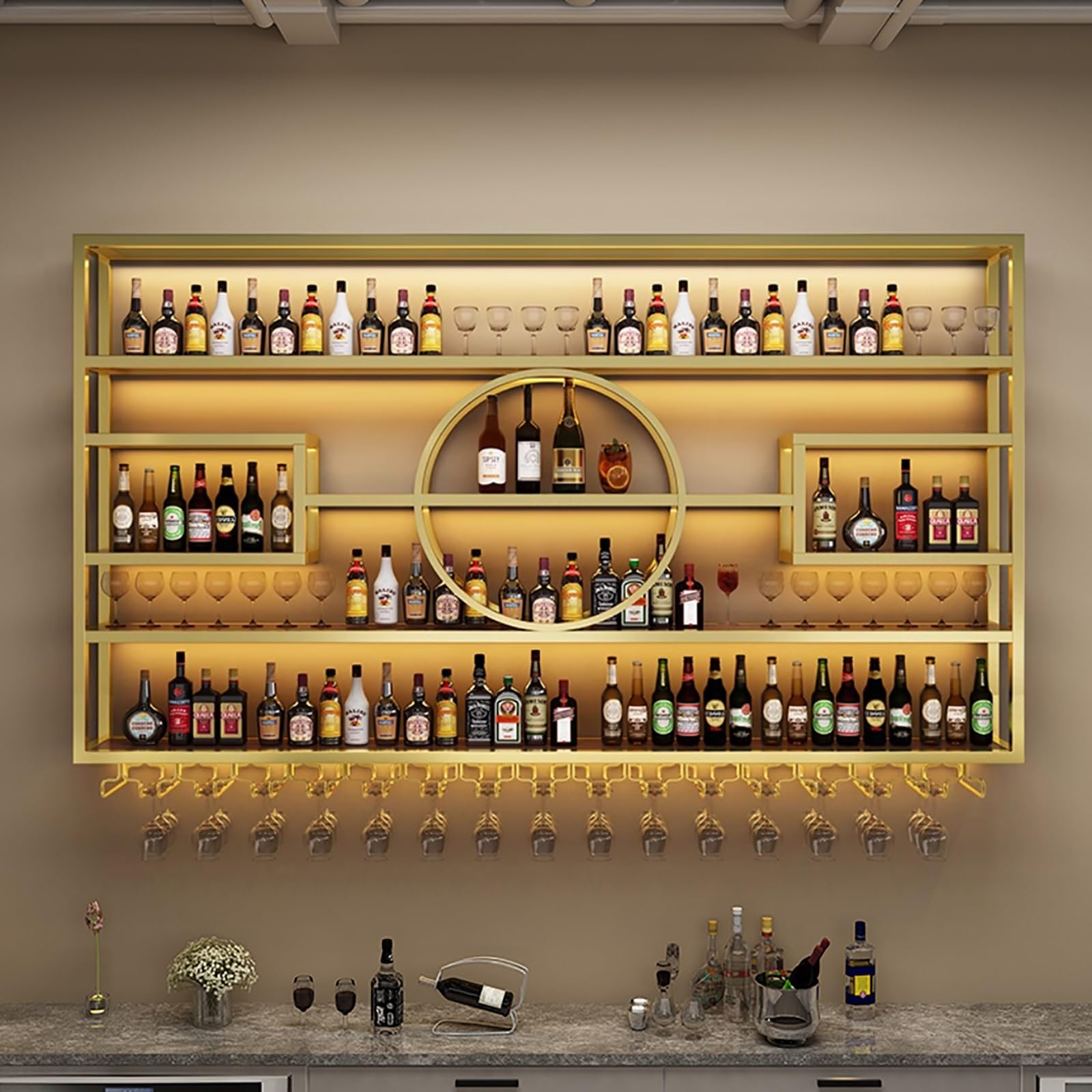 Amazon｜アイアン製壁掛けワインラック、酒ラック、ワインボトル