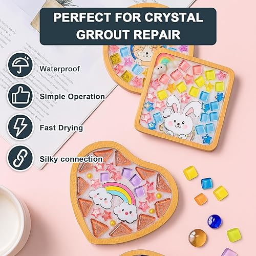 Miniatura 2 de Lechada de mosaico profesional para manualidades, color oro, 7.05 oz, lechada de azulejos de cristal de secado rápido con tecnología de color de