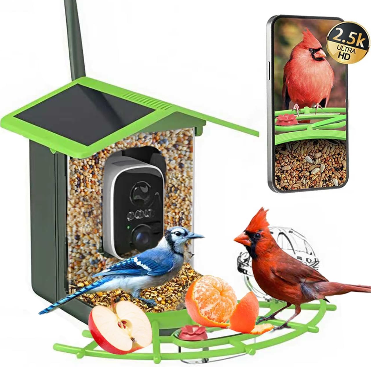 Bird Feeder with Camera,Smart AI Hummingbird Feeder with Solar-Powered Camera, 2.5K HD Live Video,Outdoor Wireless WiFi Watching Live Video,Gift for Bird Lover
