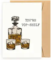 Bourbon Scotch Lover Presentes de aniversário para homens – Whiskey Old Fashioned Funny Greeting Card for Dad Husband Boyfriend Him Who Has Everything, 40th 50th 60th 70th Father's Day