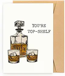 Bourbon Scotch Lover Presentes de aniversário para homens – Whiskey Old Fashioned Funny Greeting Card for Dad Husband Boyfriend Him Who Has Everything, 40th 50th 60th 70th Father's Day
