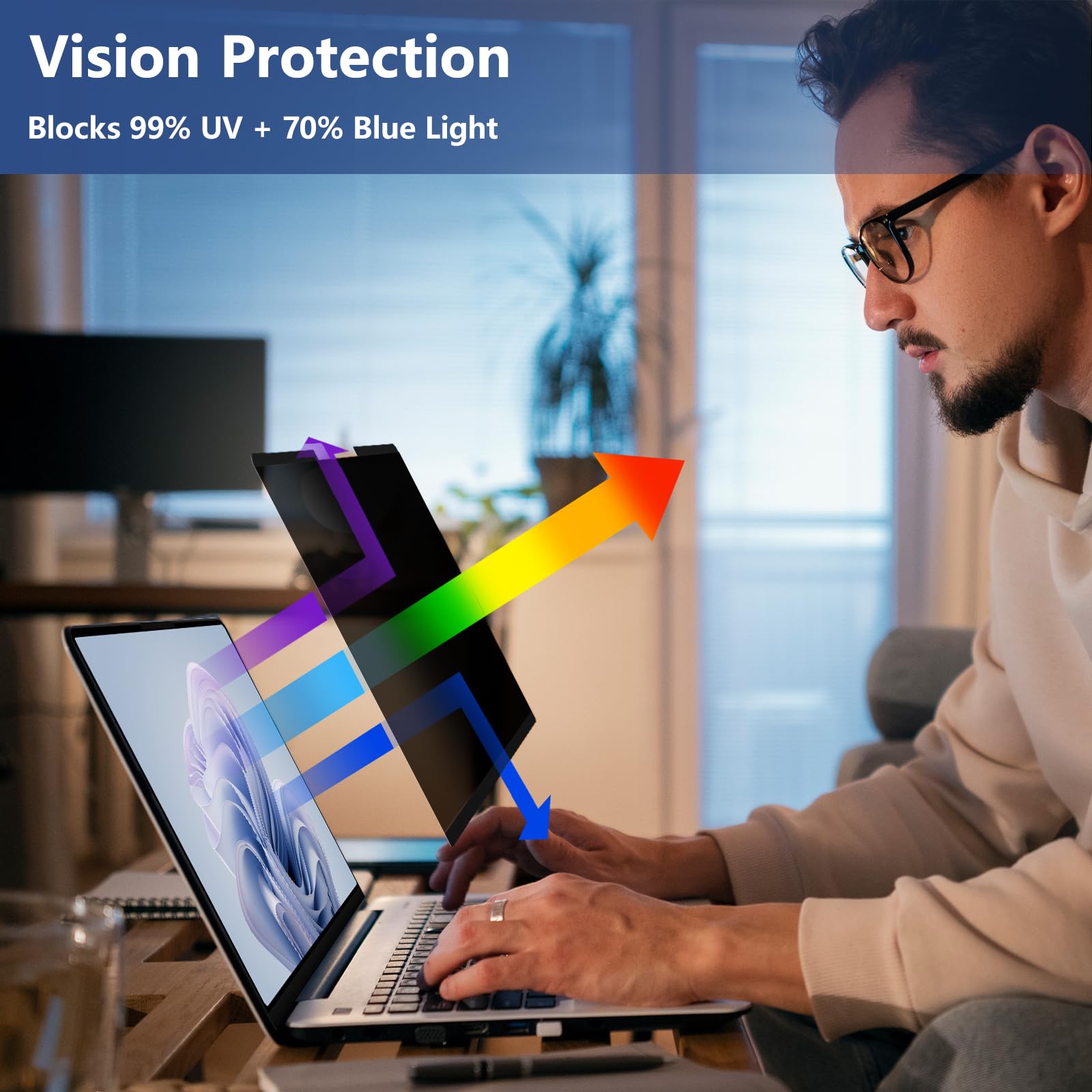Filtre de Confidentialité Magnétique pour Surface Laptop 13,5 Pouces 6/5/4/3/2/1, Anti-Espion et Bleu-Lumière