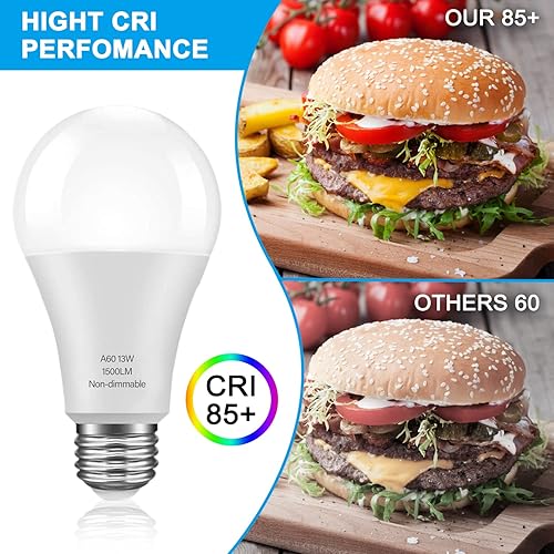 Miniatura 6 de Bombillas LED, bombillas LED A19 equivalentes a 100 W, luz blanca diurna de 13 W, 5000 K, bombillas LED de base media E26, 1500 lúmenes, no