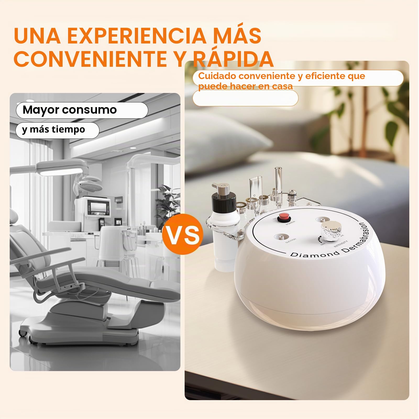 3 en 1 Dispositivo de Microdermoabrasión de Diamante, Dispositivo de Dermoabrasión para Exfoliación y Eliminación de Puntos Negros, Dispositivo de Cuidado Facial para Uso en Spa en Casa