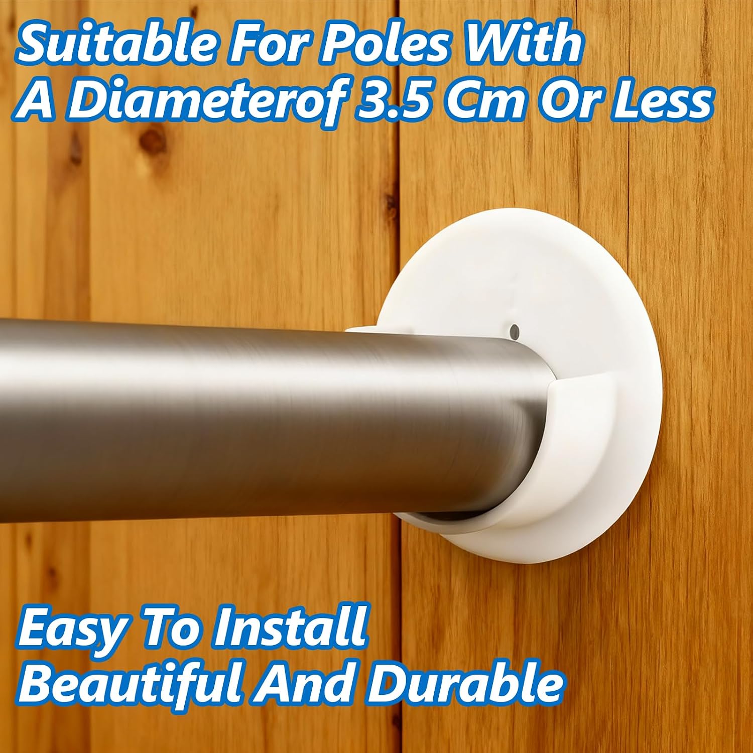 6 Pc Closet Pole Holder Tension Bar Rod Bracket Plastic End Socket