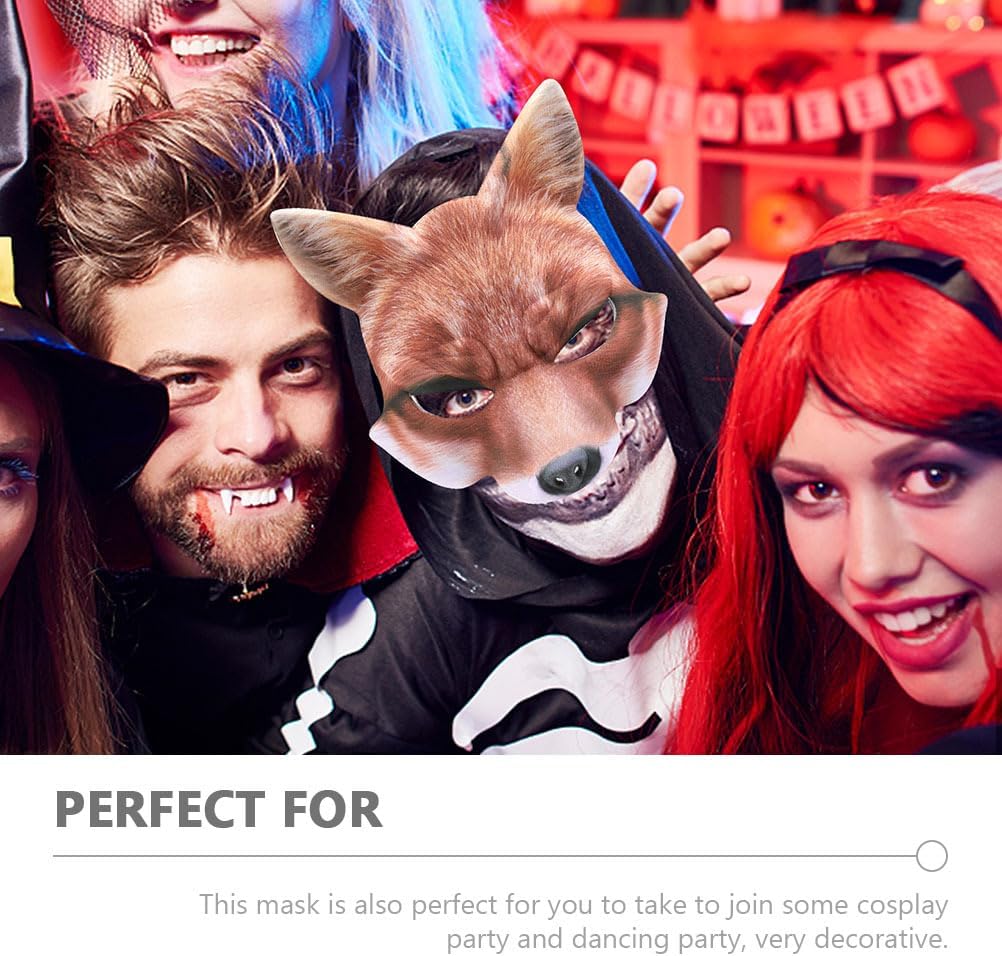 Halloween Fox Half Face Mask: Animal Masquerade Mask Wolf Mask for Halloween Mardi Gras Costumes Cosplay Party Decorations