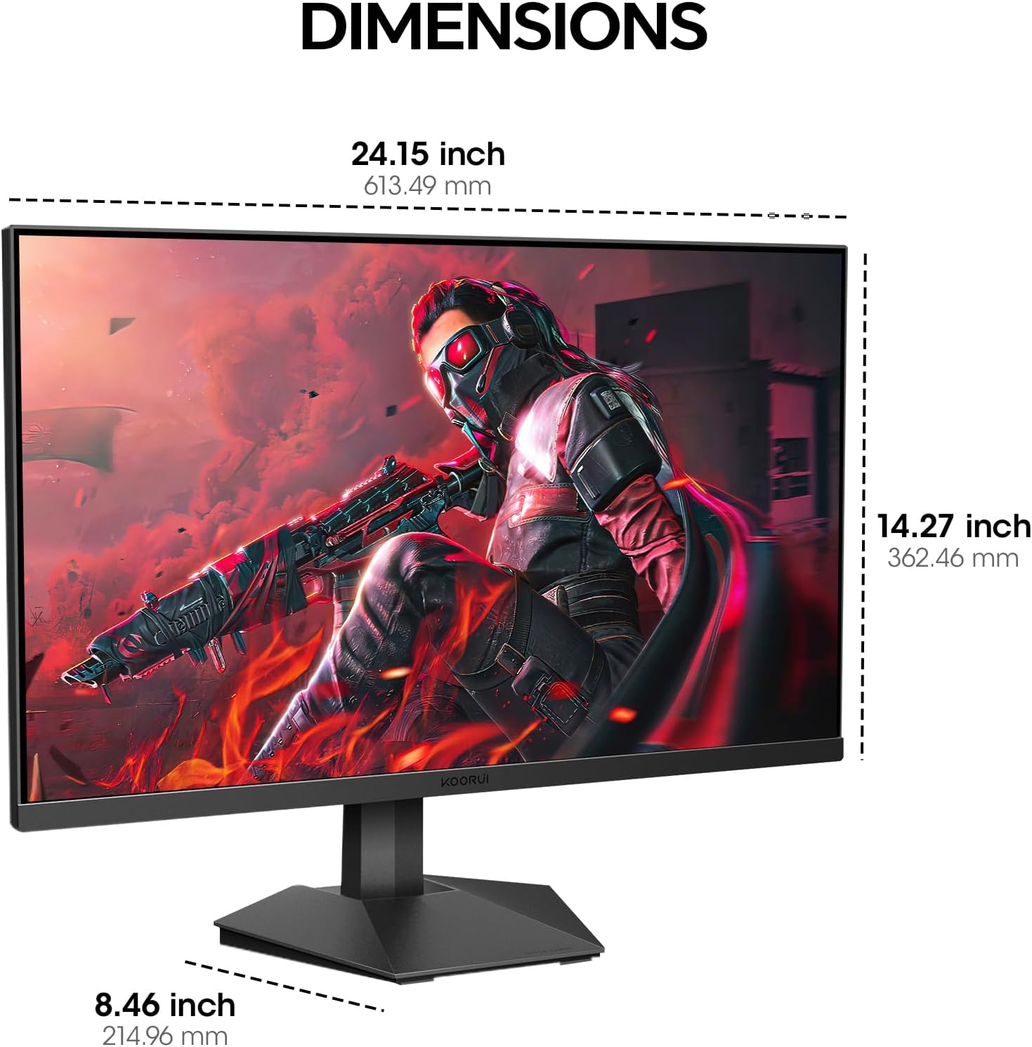 KOORUI Gaming Monitor, 27" 200Hz Fast IPS, FHD HDR400 Display Computer Monitor, 1ms PC Screen, 90% DCI-P3, Adaptive Sync, 75x75 mm VESA Mountable, Tilt Adjustable, HDMI 2.0, DP 1.4