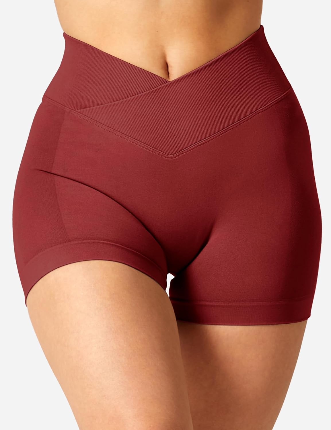 YEOREO Scrunch Butt Workout Shorts Women 3.5" Seamless V Cross Waist Sport Gym Amplify Shorts - Image 4