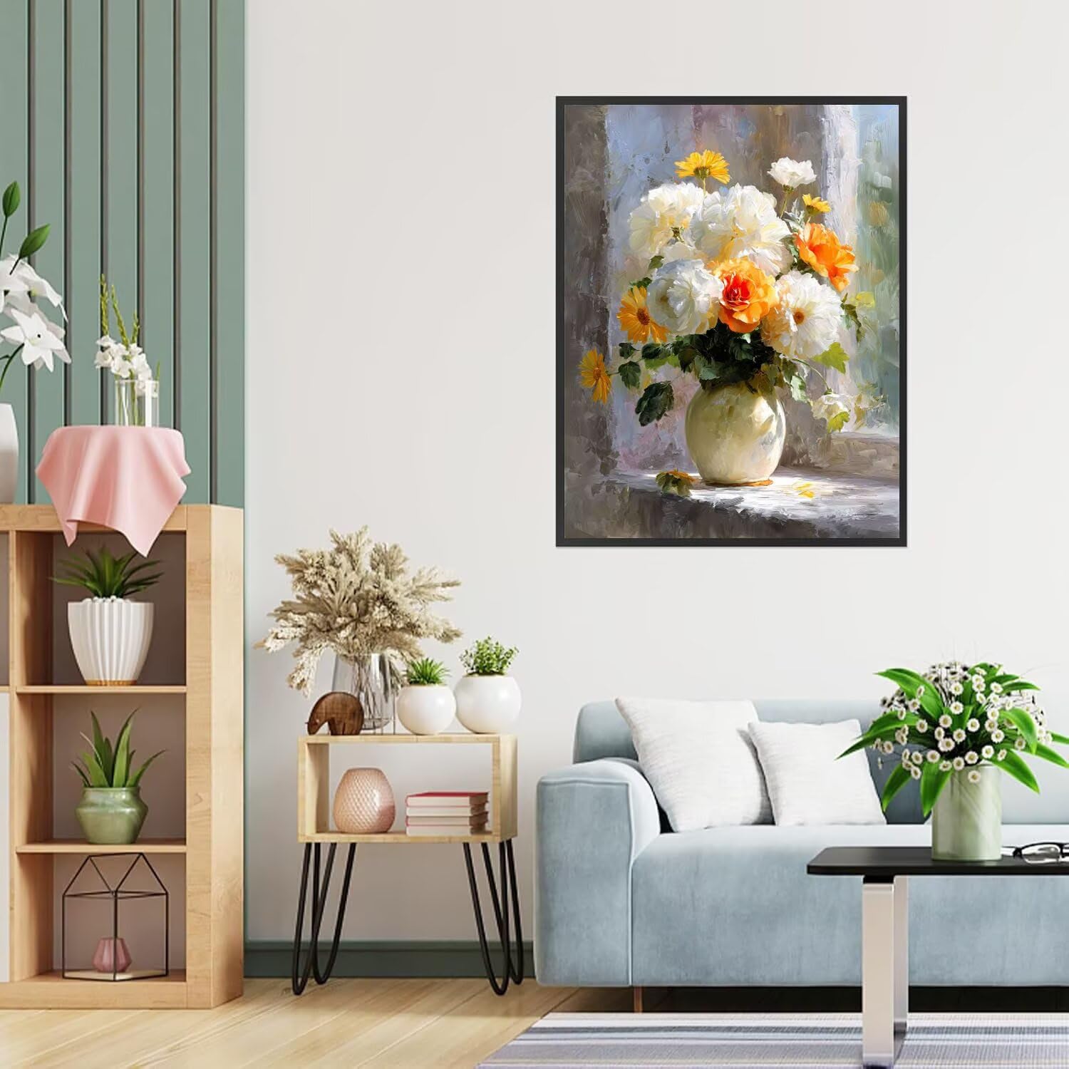 Dipingere con i Numeri Adulti Bianco, Giallo Dipingere con i Numeri Bambini DIY Kit, Set Premium con Pennelli, Decorazione Casa & Creativo Regalo di Compleanno, Attività di Tempo libero 70x95cm z-5