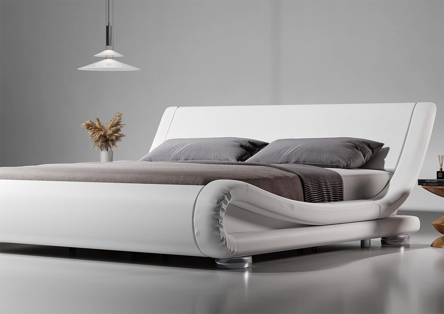 SHA CERLIN Full Size Upholstered Bed Frame, Deluxe Low