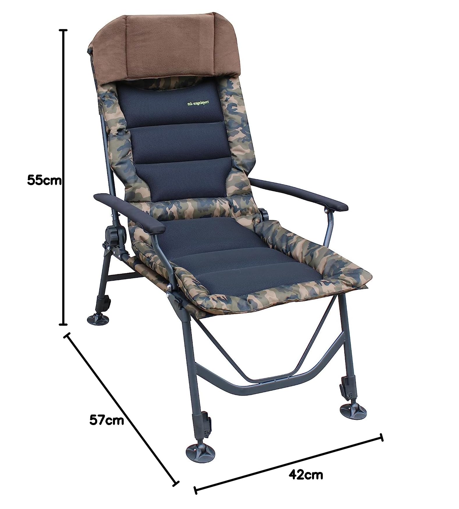MK-Angelsport Sedia da pesca XXXL Kingsize Big Boy 2.0", portata fino a 150 kg, comoda sedia da campeggio Carp Chair