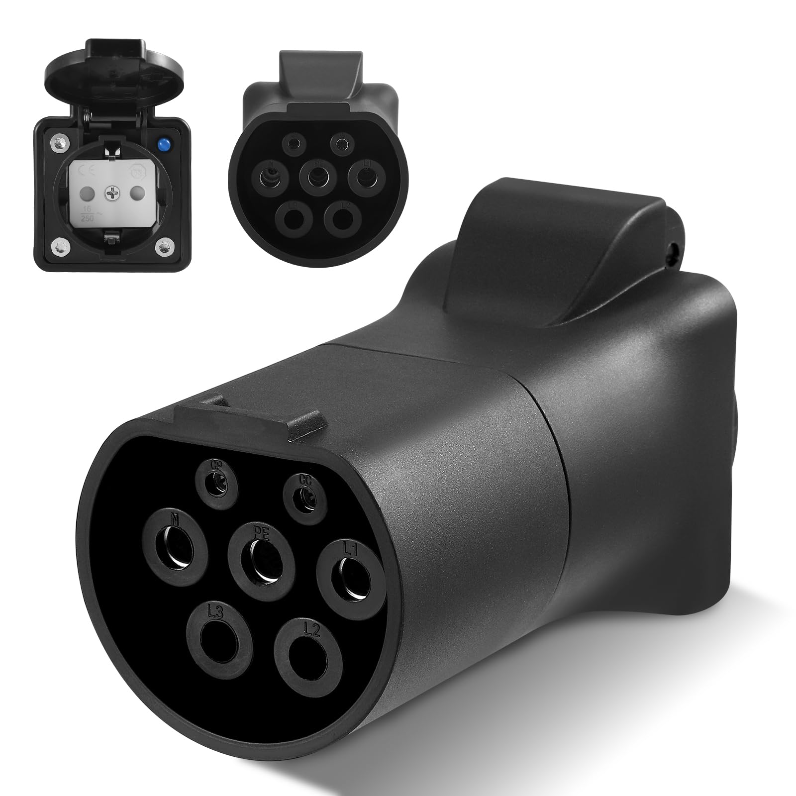 Adattatore di ricarica EV tipo 2 a presa Schuko – 3,5 kW 16 A 220 V – portatile e resistente IP44 – compatibile con veicoli elettrici con funzione V2L