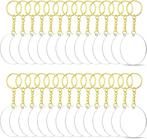 Audab - Llavero acrílico en blanco, 108 llaveros en blanco para kit de vinilo, incluye 36 piezas en blanco de adorno acrílico, 36 anillos dorados