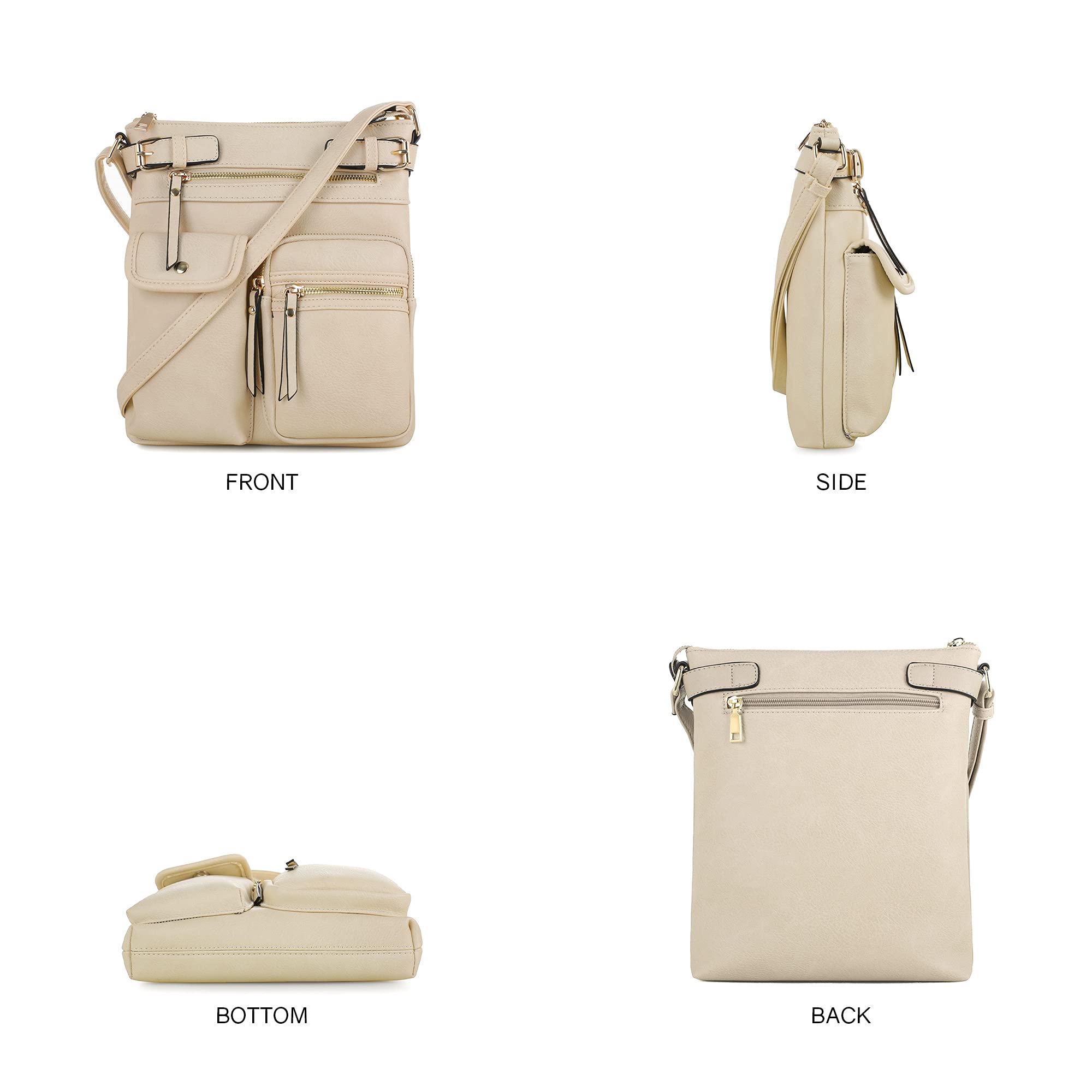 SG SUGU Katie - Bolso bandolera ligero mediano con múltiples bolsillos para mujer