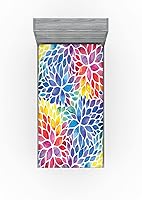 Vista 192 de Ambesonne - Sábana bajera ajustable multicolor, en colores y tres tamaños Azul y gris