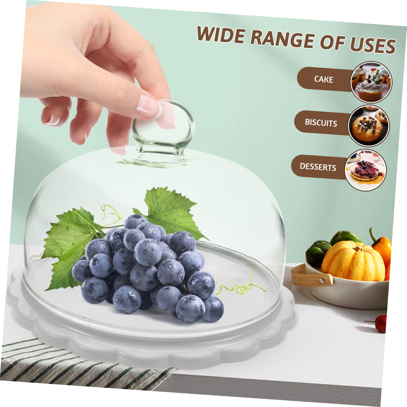Kuchenständer mit Kuppel Runder zum Schutz und Präsentation von Desserts mit Glasglocke aus Glas und Keramik Weiße Kuchenplatte für Hochzeiten und Geburtstage